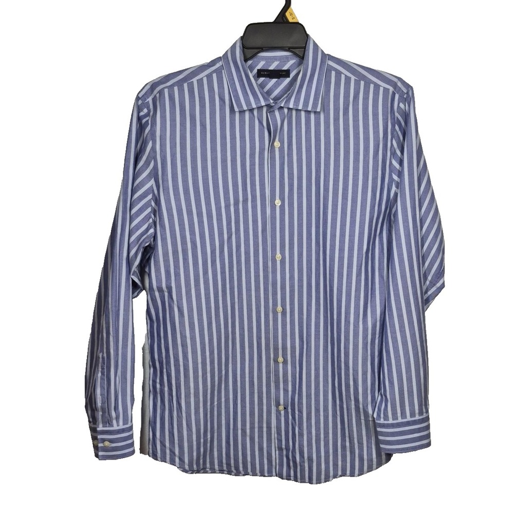Banana Republic Shirt‎ Mens Large Blue White Stripe Fitted Button Down Cotton